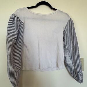 Striped Sleeve White Top